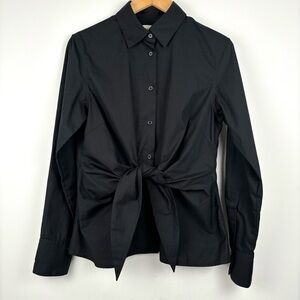 Grammar NYC The Conjunction Shirt Button Down Black Tie Front Women’s 10